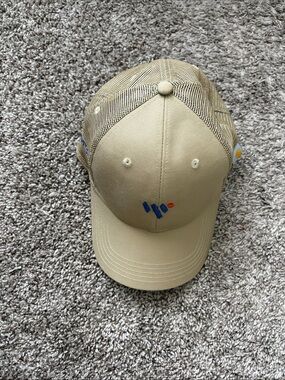 Carhartt Tan Mesh-Back Logo Cap with Blue & Orange Accents
